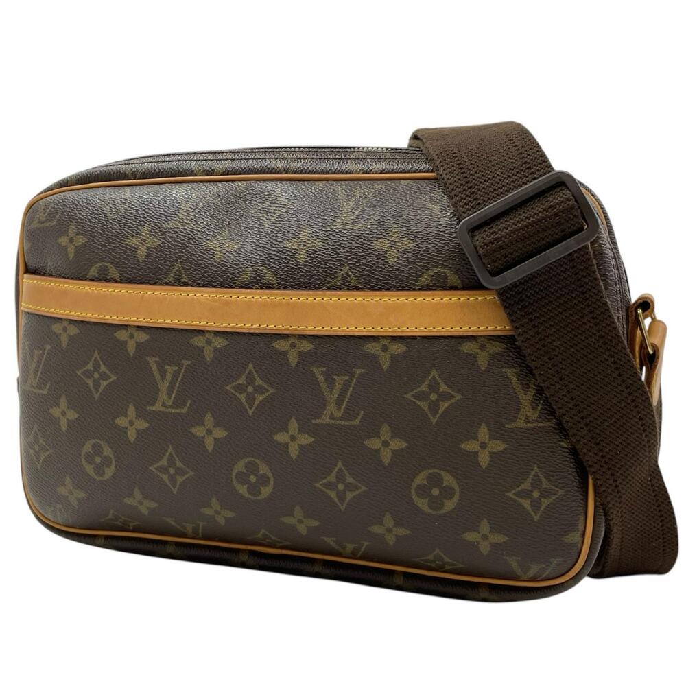 Louis Vuitton Reporter Monogram Shoulder Bag Canvas Leather Brown